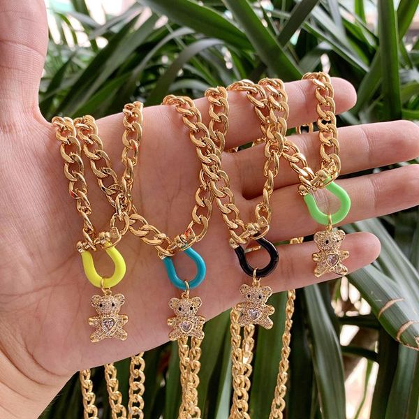 pendant necklaces enamel hooves buckle connect button zircon micro pave bear brass gold plated cuban chain necklace, Silver
pendant necklaces enamel hooves buckle connect button zircon micro pave bear brass gold plated cuban chain necklace, Silver
