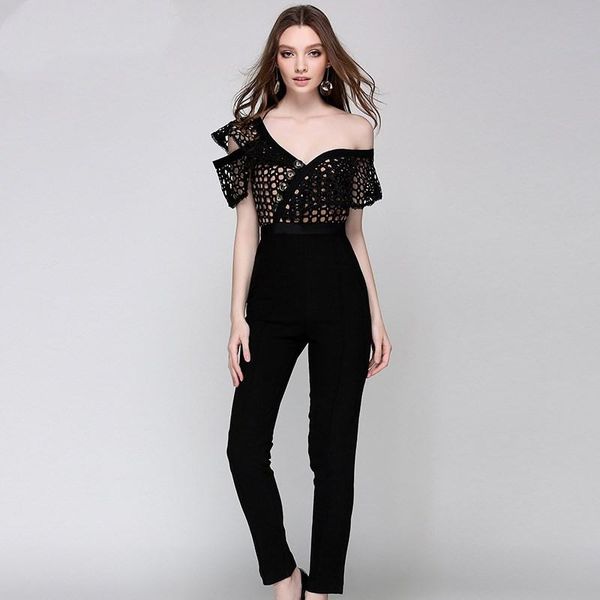women's jumpsuits & rompers 2021 solid black women pencil pants ankle length slim lace hook patchwork lady party jumpsuit fashion trous, Black;white
women's jumpsuits & rompers 2021 solid black women pencil pants ankle length slim lace hook patchwork lady party jumpsuit fashion trous, Black;white