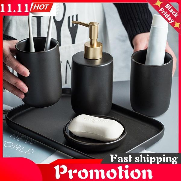 ceramic wash set bathroom decoration accessories lotion bottle soap dish mouthwash cup black tray household supplies bath accessory
ceramic wash set bathroom decoration accessories lotion bottle soap dish mouthwash cup black tray household supplies bath accessory