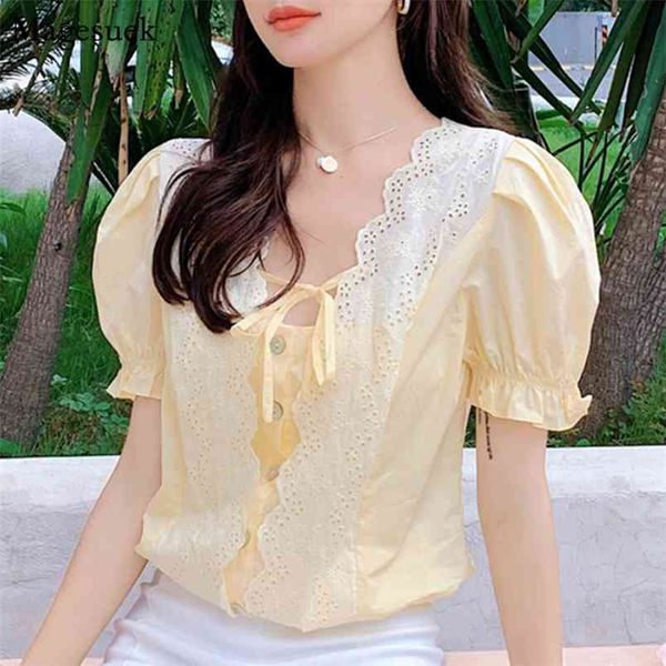 fashion hollow out square collar summer women blouse sweet lace-up white shirt casual puff short sleeve blusas 10046 210512
fashion hollow out square collar summer women blouse sweet lace-up white shirt casual puff short sleeve blusas 10046 210512