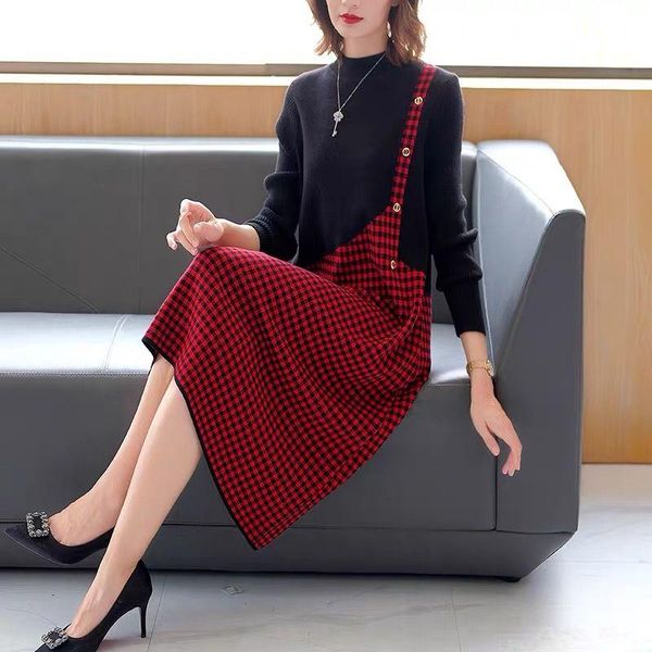 women's sweaters 2021 autumn women arrival elegant knit dresses female o neck plaid printed sweater fashion long dress w475, White;black
women's sweaters 2021 autumn women arrival elegant knit dresses female o neck plaid printed sweater fashion long dress w475, White;black