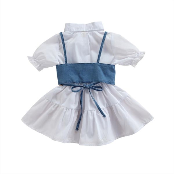 summer kids baby girls short sleeve dress denim vest simple style adjustable bandage ruffle clothing set, White
summer kids baby girls short sleeve dress denim vest simple style adjustable bandage ruffle clothing set, White