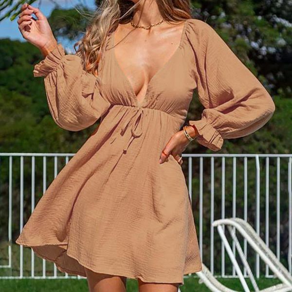 casual dresses women's deep v-neck solid color loose fashion summer dress hollow out backless long sleeve elegant, Black;gray
casual dresses women's deep v-neck solid color loose fashion summer dress hollow out backless long sleeve elegant, Black;gray