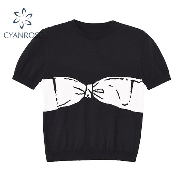 cartoon big bows appliques women tee summer stylish korean style streetwear o neck short sleeve black casual female t shirt 210430, White
cartoon big bows appliques women tee summer stylish korean style streetwear o neck short sleeve black casual female t shirt 210430, White