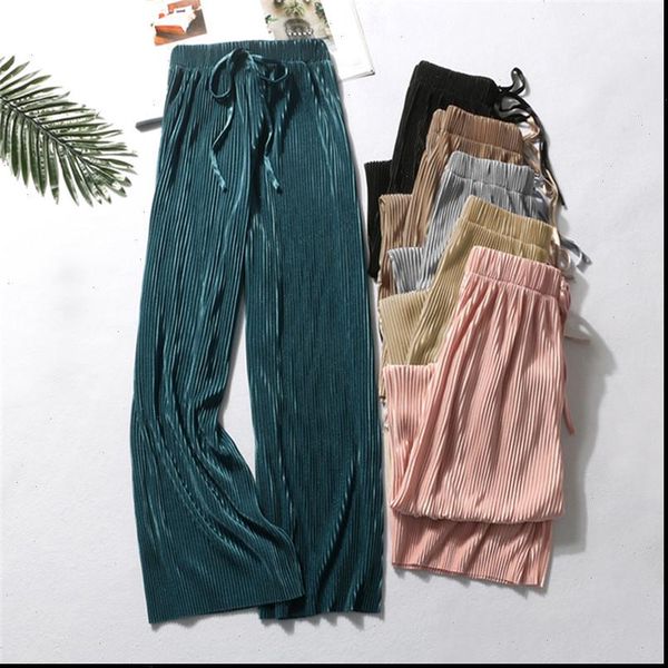 summer wide leg casual elastic women capri high waist fashion loose long pleated pant trousers femme, Black;white
summer wide leg casual elastic women capri high waist fashion loose long pleated pant trousers femme, Black;white