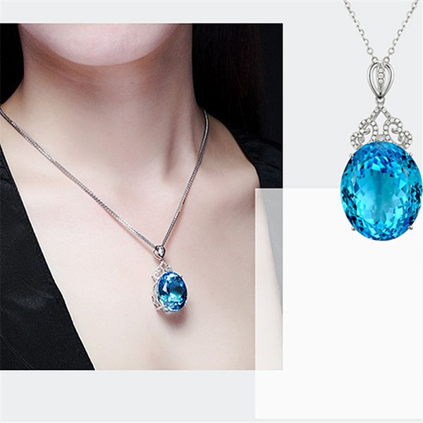 party wedding necklace strands large bare stone pendant sky blue 18k white gold lady's necklaces, Black
party wedding necklace strands large bare stone pendant sky blue 18k white gold lady's necklaces, Black