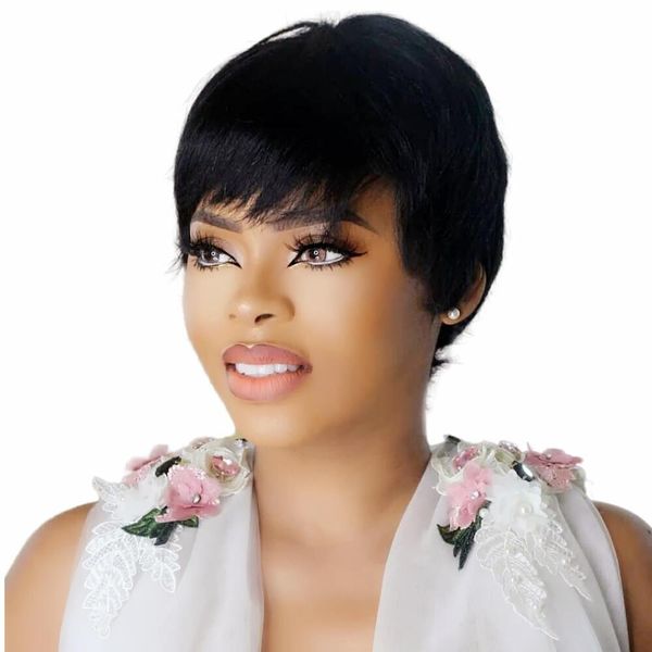 short human hair pixie cut bob wigs peruvian straight fringe machine made wig with bangs for women, Black;brown
short human hair pixie cut bob wigs peruvian straight fringe machine made wig with bangs for women, Black;brown