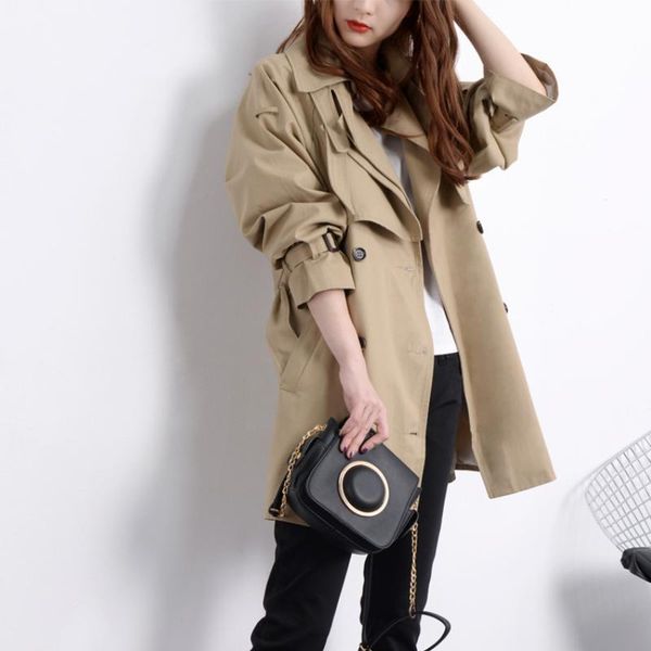 women's trench coats spring and autumn windbreaker double-breasted korean coat with suit collar pocket designer clothes., Tan;black
women's trench coats spring and autumn windbreaker double-breasted korean coat with suit collar pocket designer clothes., Tan;black