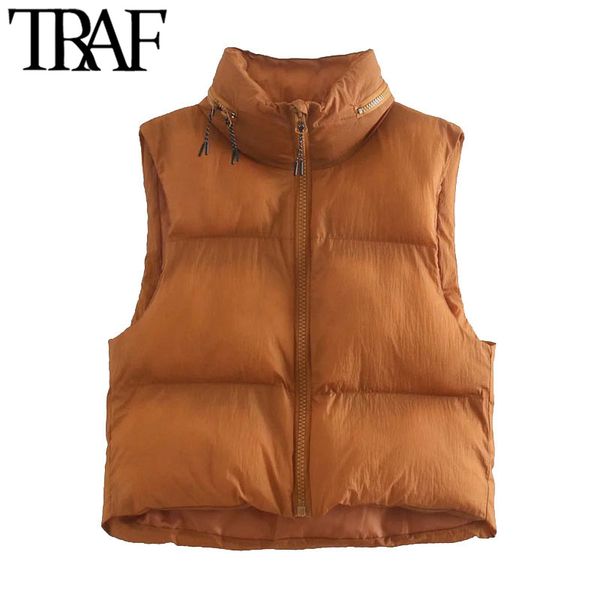 traf women fashion hood hidden inside cropped padded waistcoat vintage sleeveless zip-up female outerwear chic 210415, Black;white
traf women fashion hood hidden inside cropped padded waistcoat vintage sleeveless zip-up female outerwear chic 210415, Black;white