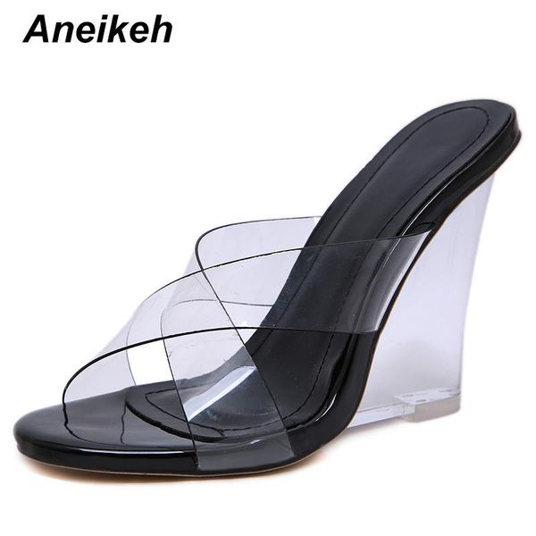 slippers aneikeh wedges pvc transparent open toe perspex heel women high crystal women's shoes 42, Black
slippers aneikeh wedges pvc transparent open toe perspex heel women high crystal women's shoes 42, Black