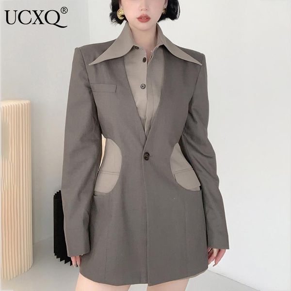 women's suits & blazers ucxq women jacket patchwork long sleeve notched temperament fake two hollowed out cut blazer 2021 autumn fashio, White;black
women's suits & blazers ucxq women jacket patchwork long sleeve notched temperament fake two hollowed out cut blazer 2021 autumn fashio, White;black