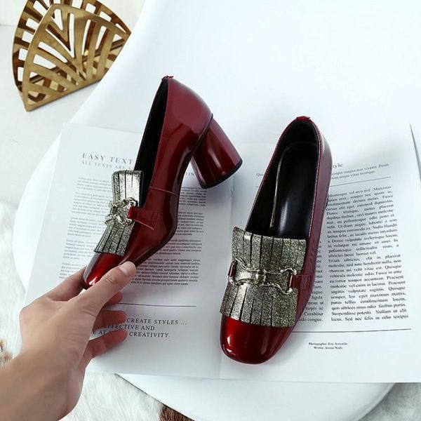 women pumps autumn spring cow leather wine red color chains square toe high heels lady shoes party wedding dress, Black
women pumps autumn spring cow leather wine red color chains square toe high heels lady shoes party wedding dress, Black