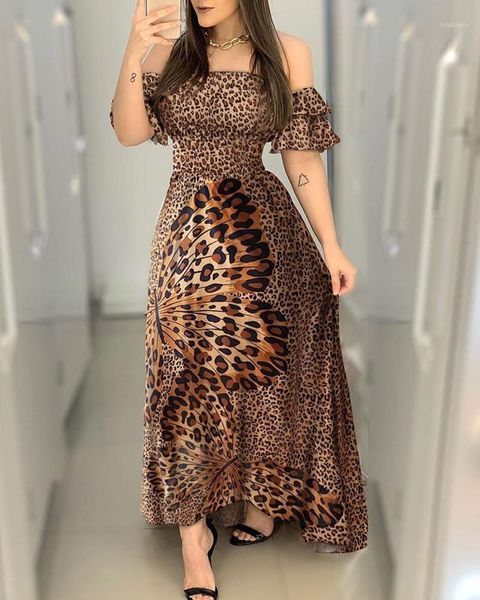 women long flared dress off shoulder party dresses lady ruffle leopard print ladies strappy slash neck s-xl casual, Black;gray
women long flared dress off shoulder party dresses lady ruffle leopard print ladies strappy slash neck s-xl casual, Black;gray