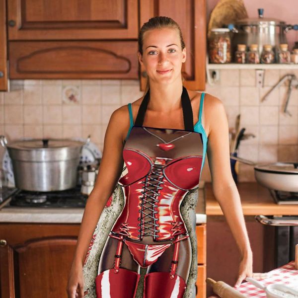 1pc kitchen cooking baking waist bib household sleeveless apron fun printing cleaning accessories aprons