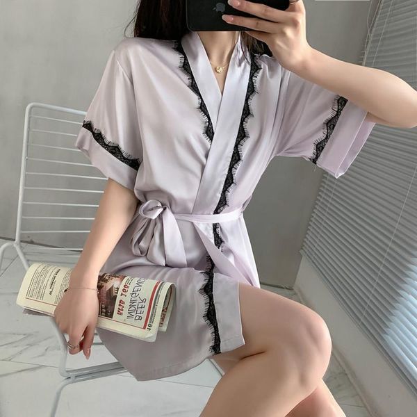 women's sleepwear loose short sleeve women rayon robe black lace v-neck bathrobe kimono summer bride dressing gown with belt sleepshirt, Black;red
women's sleepwear loose short sleeve women rayon robe black lace v-neck bathrobe kimono summer bride dressing gown with belt sleepshirt, Black;red