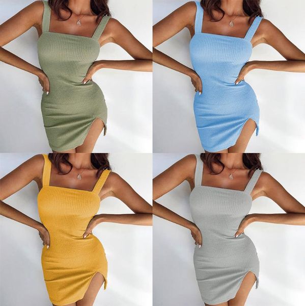 casual dresses 2021 spring and summer solid color slim short skirt women's split vest dress, Black;gray
casual dresses 2021 spring and summer solid color slim short skirt women's split vest dress, Black;gray