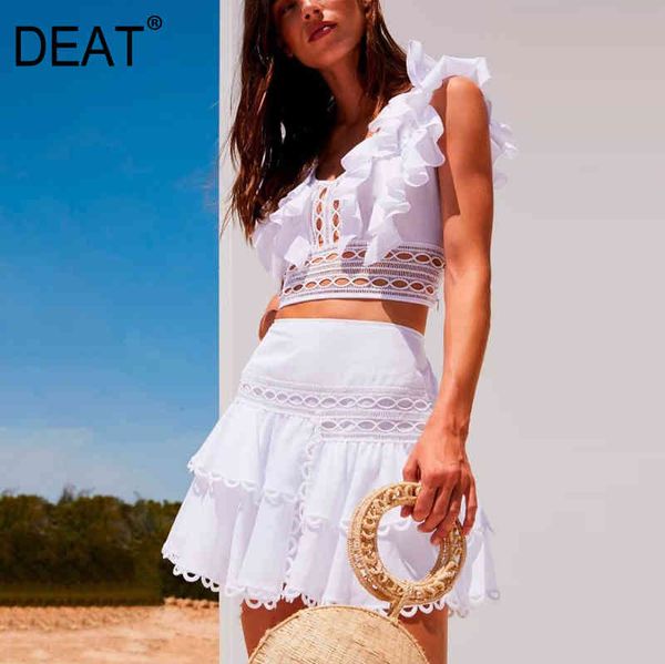 deat summer fashion women clothes ruffles sleeveless hollow out and high waist mini skirt two pieces set wr52201l 210428, White
deat summer fashion women clothes ruffles sleeveless hollow out and high waist mini skirt two pieces set wr52201l 210428, White