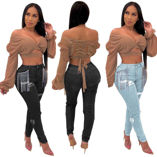jeans solid color hollow out tassle high waist button tight pencil pants women winter clothes undefined casual streetwear uaed, Blue
jeans solid color hollow out tassle high waist button tight pencil pants women winter clothes undefined casual streetwear uaed, Blue