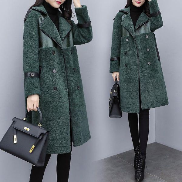 women's wool & blends winter korean green lamb hair medium long coat female fur one imitation fall clothes for women, Black
women's wool & blends winter korean green lamb hair medium long coat female fur one imitation fall clothes for women, Black
