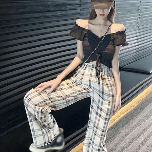 women's pants & capris casual women plaid straight loose korean style vintage students chic preppy streetwear 2021, Black;white
women's pants & capris casual women plaid straight loose korean style vintage students chic preppy streetwear 2021, Black;white