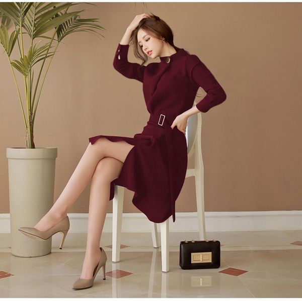2021new arrival autumn women elegant button stand neck belted long sleeve work business party black wine red split dress vestidos, Black;gray
2021new arrival autumn women elegant button stand neck belted long sleeve work business party black wine red split dress vestidos, Black;gray