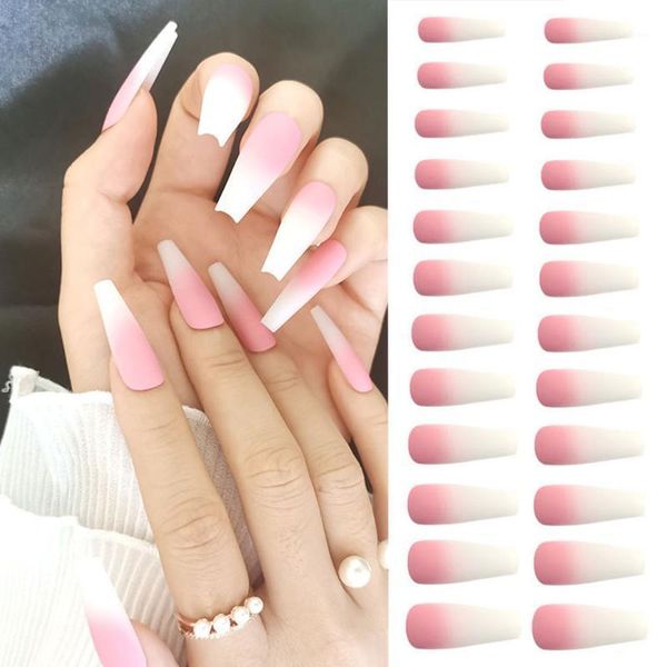 24pcs/box diy matte gradient pink full cover false nail tips manicure ballerina fake nails french art accessories1, Red;gold
24pcs/box diy matte gradient pink full cover false nail tips manicure ballerina fake nails french art accessories1, Red;gold