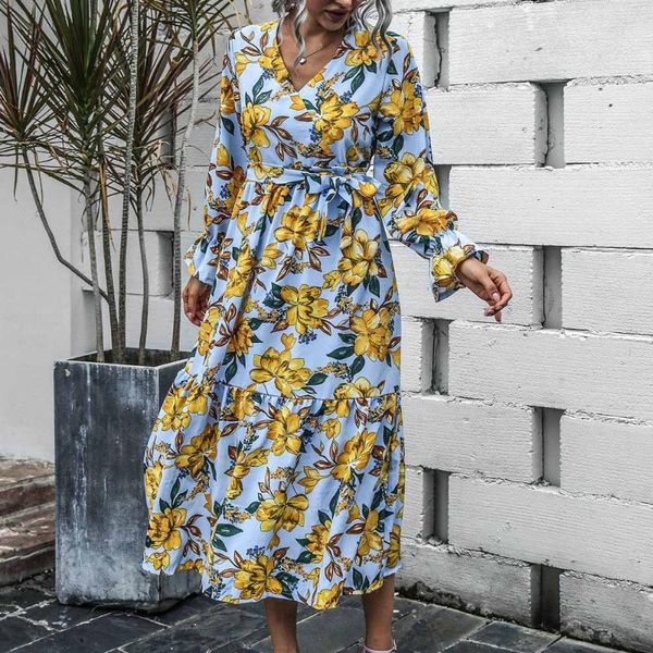 casual dresses women chiffon v neck flare sleeve floral flower printed autumn dress female spring bottoming chic yellow ruffles hem, Black;gray
casual dresses women chiffon v neck flare sleeve floral flower printed autumn dress female spring bottoming chic yellow ruffles hem, Black;gray
