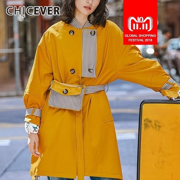 women's trench coats chicever patchwork striped windbreaker coat female stand collar long sleeve zipper windbreakers with bag fashion, Tan;black
women's trench coats chicever patchwork striped windbreaker coat female stand collar long sleeve zipper windbreakers with bag fashion, Tan;black