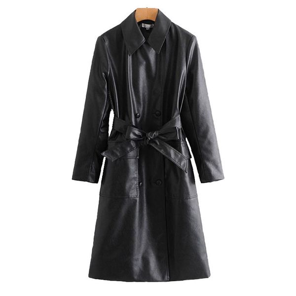 women's trench coats zoepo pu leather women fashion casual double breasted elegant tie belt waist female ladies jq, Tan;black
women's trench coats zoepo pu leather women fashion casual double breasted elegant tie belt waist female ladies jq, Tan;black