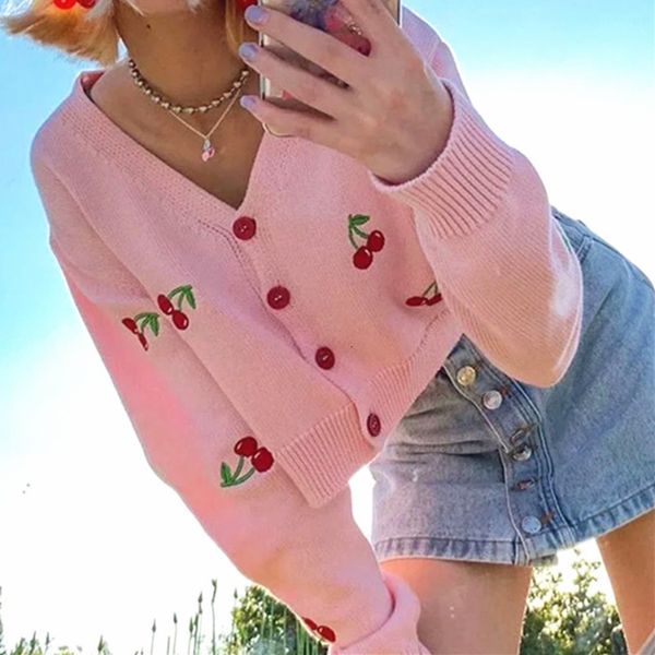women's jackets v neck cherry embroidery woman knitted cardigans loose long sleeve fashion autumn knitwear y0lb, Black;brown
women's jackets v neck cherry embroidery woman knitted cardigans loose long sleeve fashion autumn knitwear y0lb, Black;brown