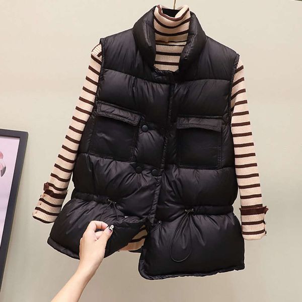 down cotton vest women's short autumn winter coat stand collar waistcoat vest, White
down cotton vest women's short autumn winter coat stand collar waistcoat vest, White