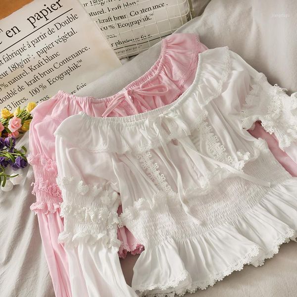 super fairy sweet style lace-up neckline exposed clavicle women 2021 autumn pleated slim-fit ruffled small shirt women's blouses &, White
super fairy sweet style lace-up neckline exposed clavicle women 2021 autumn pleated slim-fit ruffled small shirt women's blouses &, White