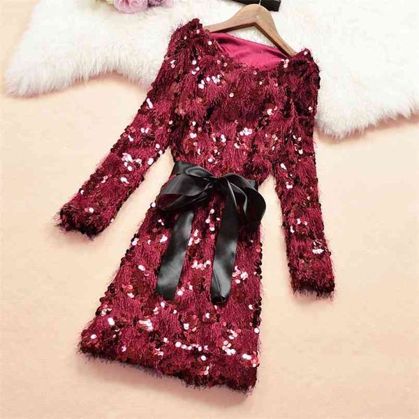 women's tassel dress sequins belt long sleeve high waist solid night club mini bandage dresses woman vestido female ls266 210506, Black;gray
women's tassel dress sequins belt long sleeve high waist solid night club mini bandage dresses woman vestido female ls266 210506, Black;gray