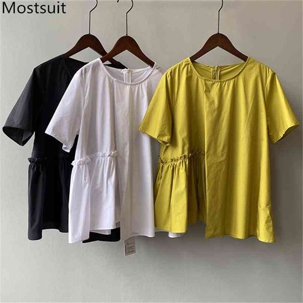 summer korean solid women blouses tunics short sleeve o-neck asymmetrical fashion casual ladies blusas mujer 210513, White
summer korean solid women blouses tunics short sleeve o-neck asymmetrical fashion casual ladies blusas mujer 210513, White
