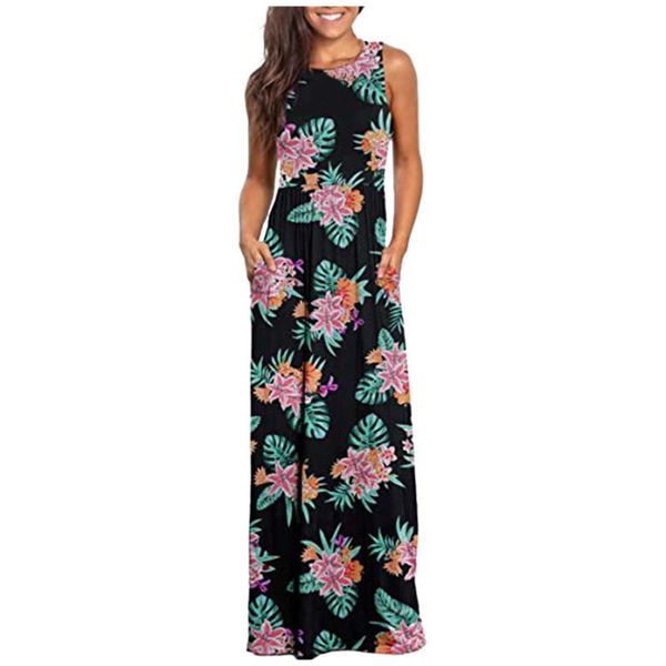 women's dress ladies sleeveless pocket casual floral printing beach long maxi loose sundress vestidos plus size dresses, Black;gray
women's dress ladies sleeveless pocket casual floral printing beach long maxi loose sundress vestidos plus size dresses, Black;gray