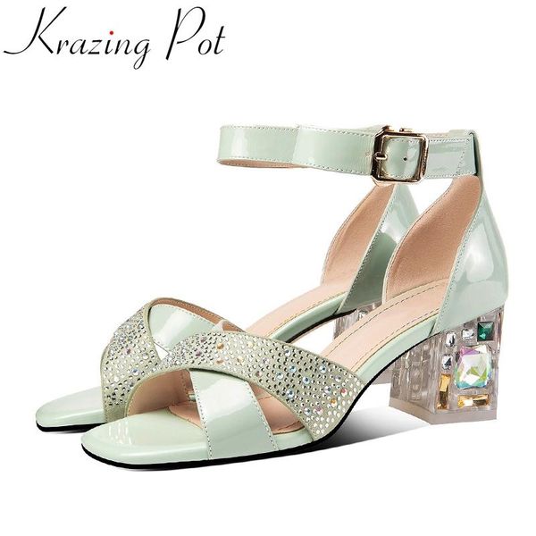 krazing pot big size genuine leather rhinestone high heels peep toe crystal summer shoes party elegant office lady women sandals dress, Black
krazing pot big size genuine leather rhinestone high heels peep toe crystal summer shoes party elegant office lady women sandals dress, Black