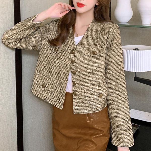 women's jackets 2021 small fragrance women fashion tweed outerwear autumn winter korean woolen blends female elegant long sleeve jacket, Black;brown
women's jackets 2021 small fragrance women fashion tweed outerwear autumn winter korean woolen blends female elegant long sleeve jacket, Black;brown