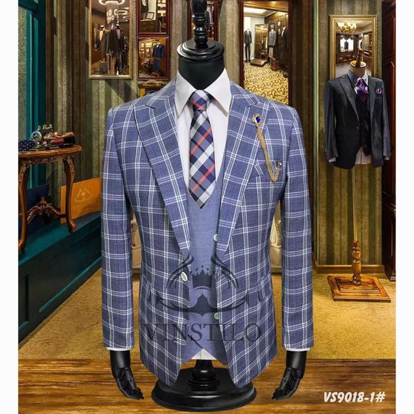 men's suits & blazers blue plaid suit men for business groom wedding 3 pieces man tuxedo slim fit prom dinner party jacket vest pa, White;black
men's suits & blazers blue plaid suit men for business groom wedding 3 pieces man tuxedo slim fit prom dinner party jacket vest pa, White;black