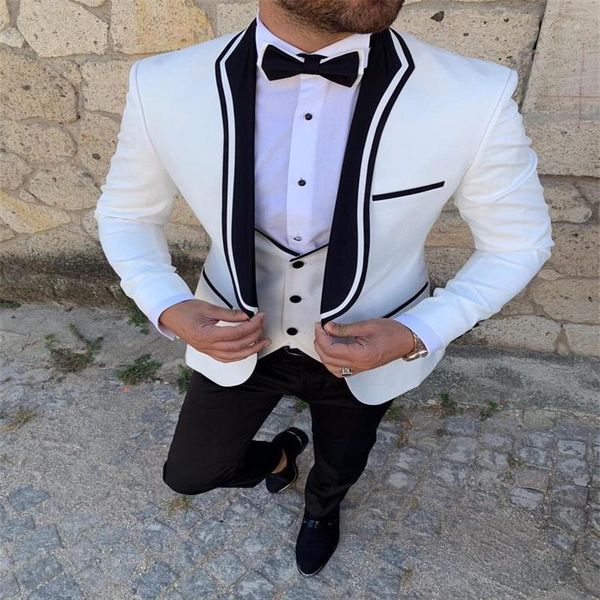 est men suits 3 pieces white and black custom made wedding lapel cotton handsome business coat+pant+vest men's & blazers, White;black
est men suits 3 pieces white and black custom made wedding lapel cotton handsome business coat+pant+vest men's & blazers, White;black