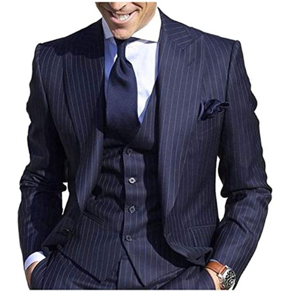 men's suits & blazers formal pinstripe men suit set wedding peaked lapel stripe jacket vest pants 3 pieces groom wear business smoking, White;black
men's suits & blazers formal pinstripe men suit set wedding peaked lapel stripe jacket vest pants 3 pieces groom wear business smoking, White;black