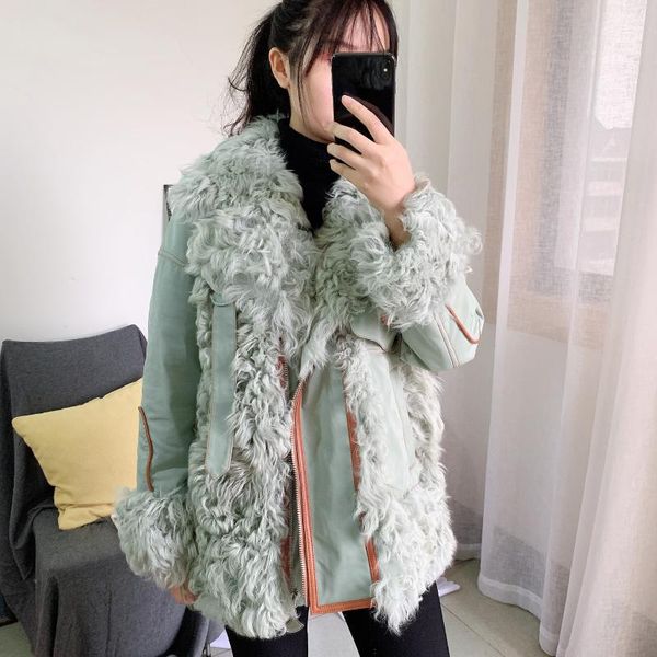 women's fur & faux 2021 autumn and winter imported lamb one loose pie overcoming big collar female motorcycle jacket, Black
women's fur & faux 2021 autumn and winter imported lamb one loose pie overcoming big collar female motorcycle jacket, Black