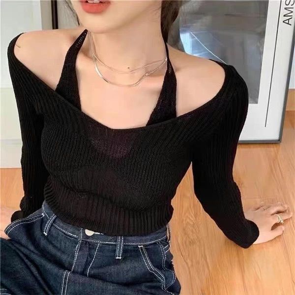 women's sweaters design knitted women v-neck fake two slim halter pullover korean autumn all-match solid long sleeve sweater blusas, White;black
women's sweaters design knitted women v-neck fake two slim halter pullover korean autumn all-match solid long sleeve sweater blusas, White;black