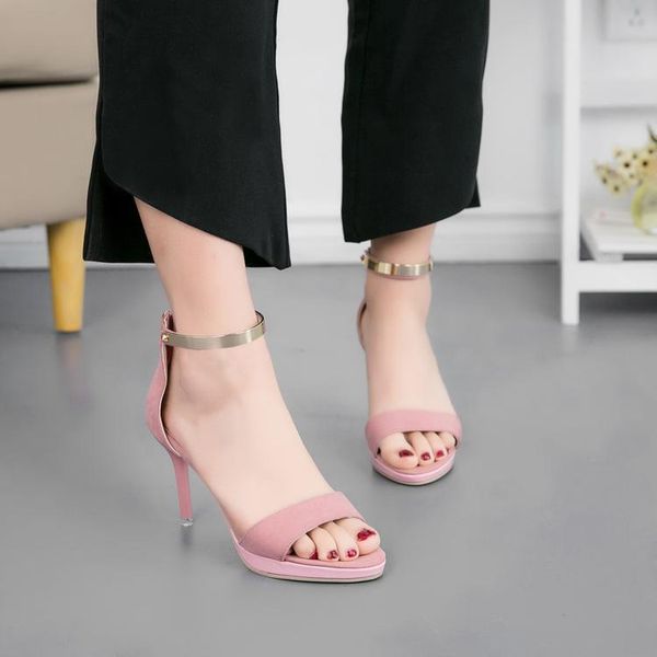 fashion solid summer high heels sandals ankle strap thin women shoes buckle cover heel ladies, Black
fashion solid summer high heels sandals ankle strap thin women shoes buckle cover heel ladies, Black