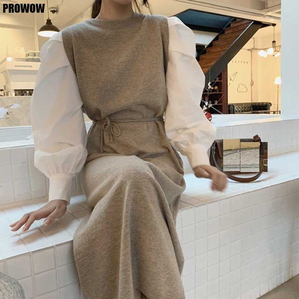 one-piece dress korean ladies knit stitching fake two dresses 2021 spring autumn women long sleeve hedging sweater knitted dress, Black;gray
one-piece dress korean ladies knit stitching fake two dresses 2021 spring autumn women long sleeve hedging sweater knitted dress, Black;gray