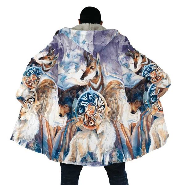 men's wool & blends native wolf animal feather all over 3d printed thick warm hooded cloak for men windproof fleece casual-53, Black
men's wool & blends native wolf animal feather all over 3d printed thick warm hooded cloak for men windproof fleece casual-53, Black