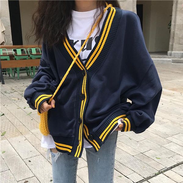 women's jackets vintage preppy style striped patchwork v-neck cardigan fashion brand women jacket spring autumn loose ladies coats 2021, Black;brown
women's jackets vintage preppy style striped patchwork v-neck cardigan fashion brand women jacket spring autumn loose ladies coats 2021, Black;brown