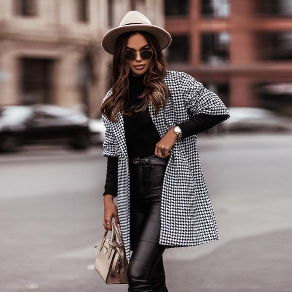 women's jackets 2021 fashion turn-down collar 3/4 sleeve long plaid print blends coats for women, Black;brown
women's jackets 2021 fashion turn-down collar 3/4 sleeve long plaid print blends coats for women, Black;brown