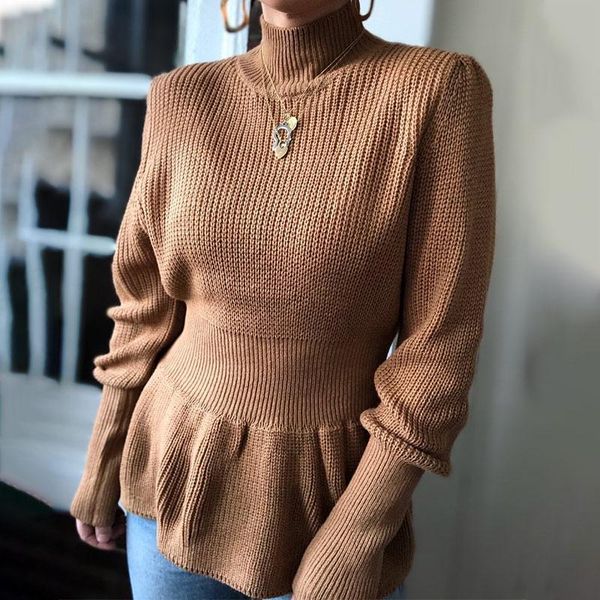 women's sweaters long knit turtleneck sweater ruffle brown knitted female jumper slim autumn ladies streetwear casual fashion, White;black
women's sweaters long knit turtleneck sweater ruffle brown knitted female jumper slim autumn ladies streetwear casual fashion, White;black