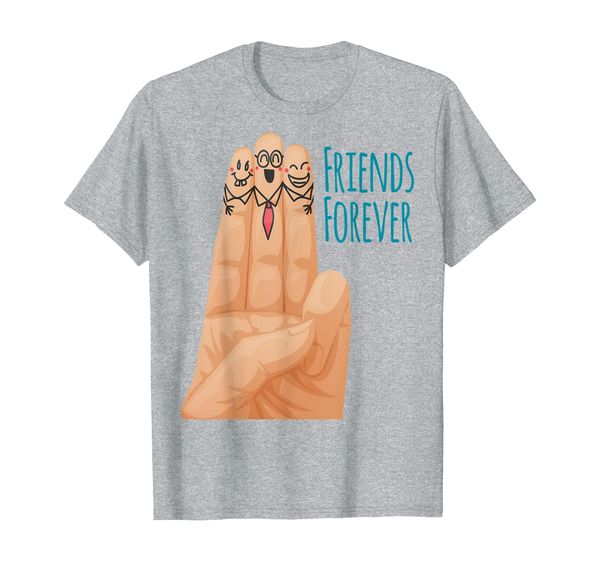 friends forever t-shirt funny 3 finger people hand bff shirt, White;black