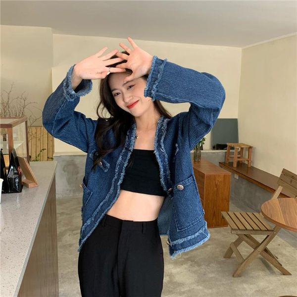 women's jackets korean vintage v-neck loose frayed burrs patchwork pockets short outwear 2021 spring autumn long sleeve female, Black;brown
women's jackets korean vintage v-neck loose frayed burrs patchwork pockets short outwear 2021 spring autumn long sleeve female, Black;brown